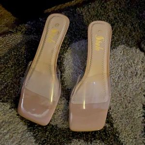 Clear mule heels